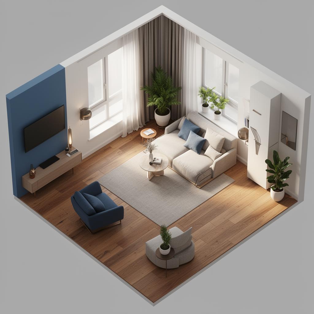 Render de estudio Llave Azul